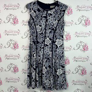 Laura dress Lacie floral lace Navy and White Lace Midi Dress